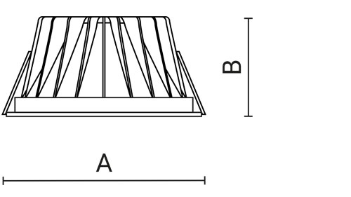 LUMI-Q3, squared recessed spotlight, dimensions