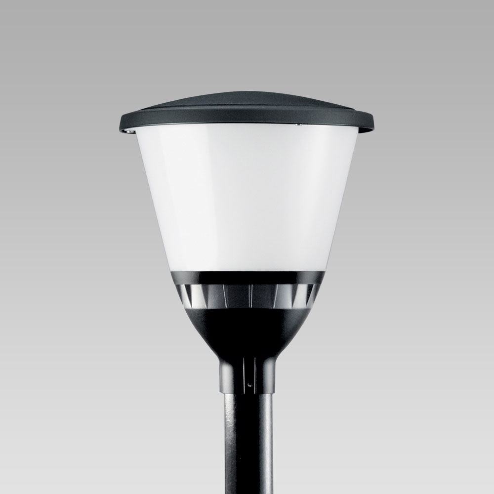 Post-Top lighting for outdoors  Bollard light featuring a unique design for garden and pedestrian areas lighting with radial optic